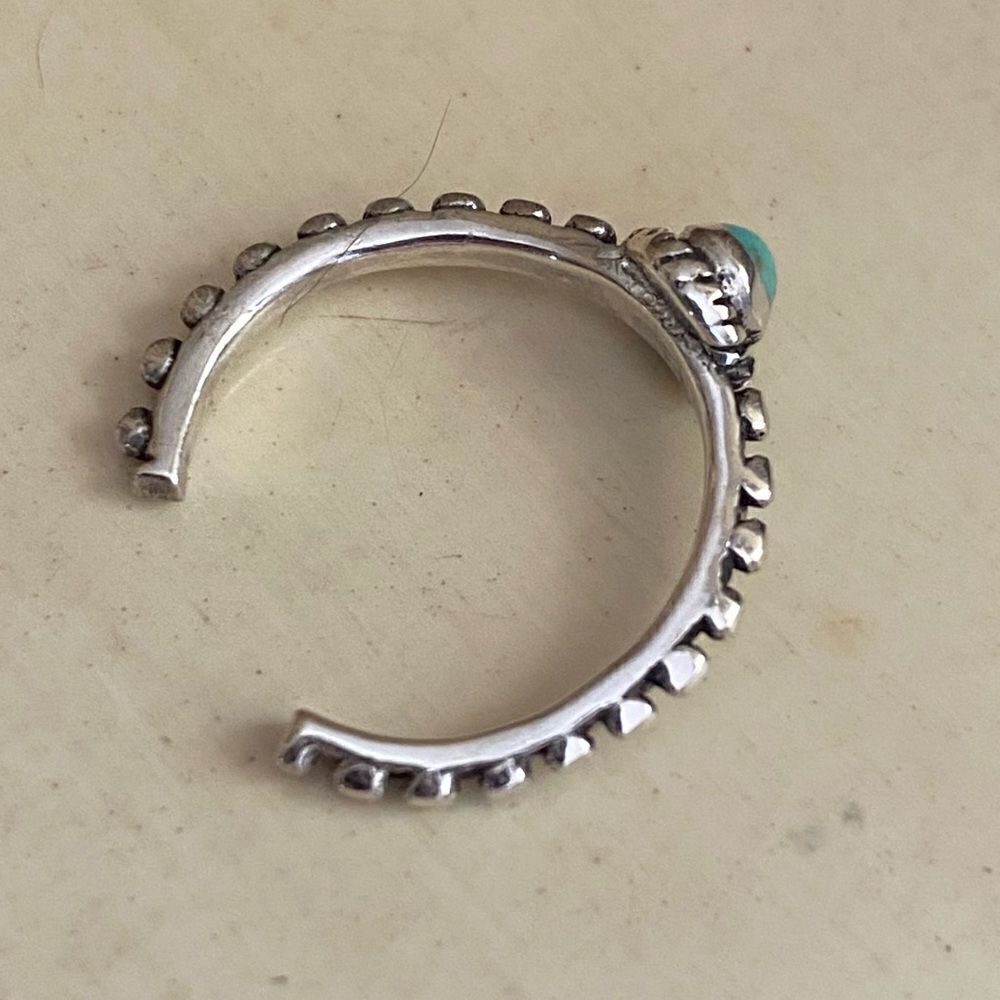 Sterling Silver Bali Style Turquoise Toe Ring Adjustable - Picture 4 of 4